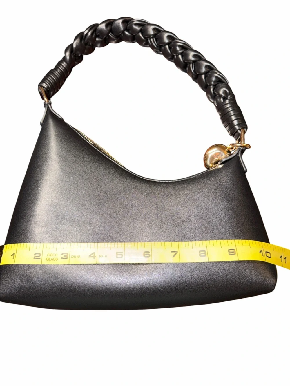 Aupen Nirvana Nior Black Braided-Handle leather handbag
